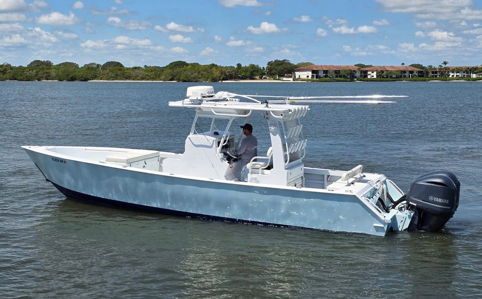 Contender center console fishing boat on the water