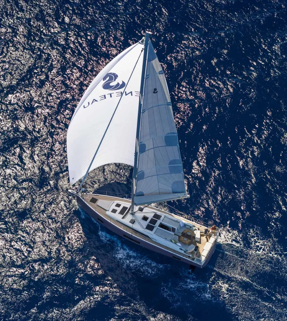 Beneteau Oceanis sailing yacht underway on open water