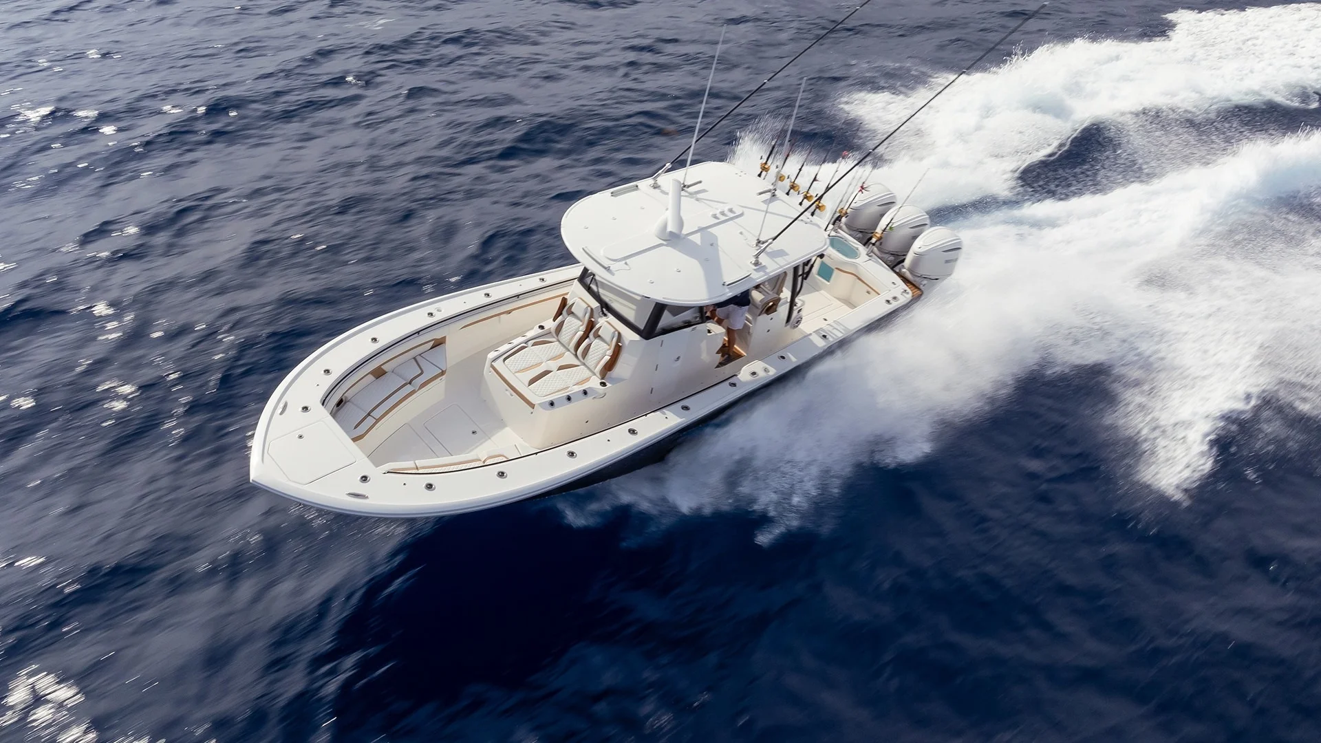 Regulator offshore center console sportfishing boat underway