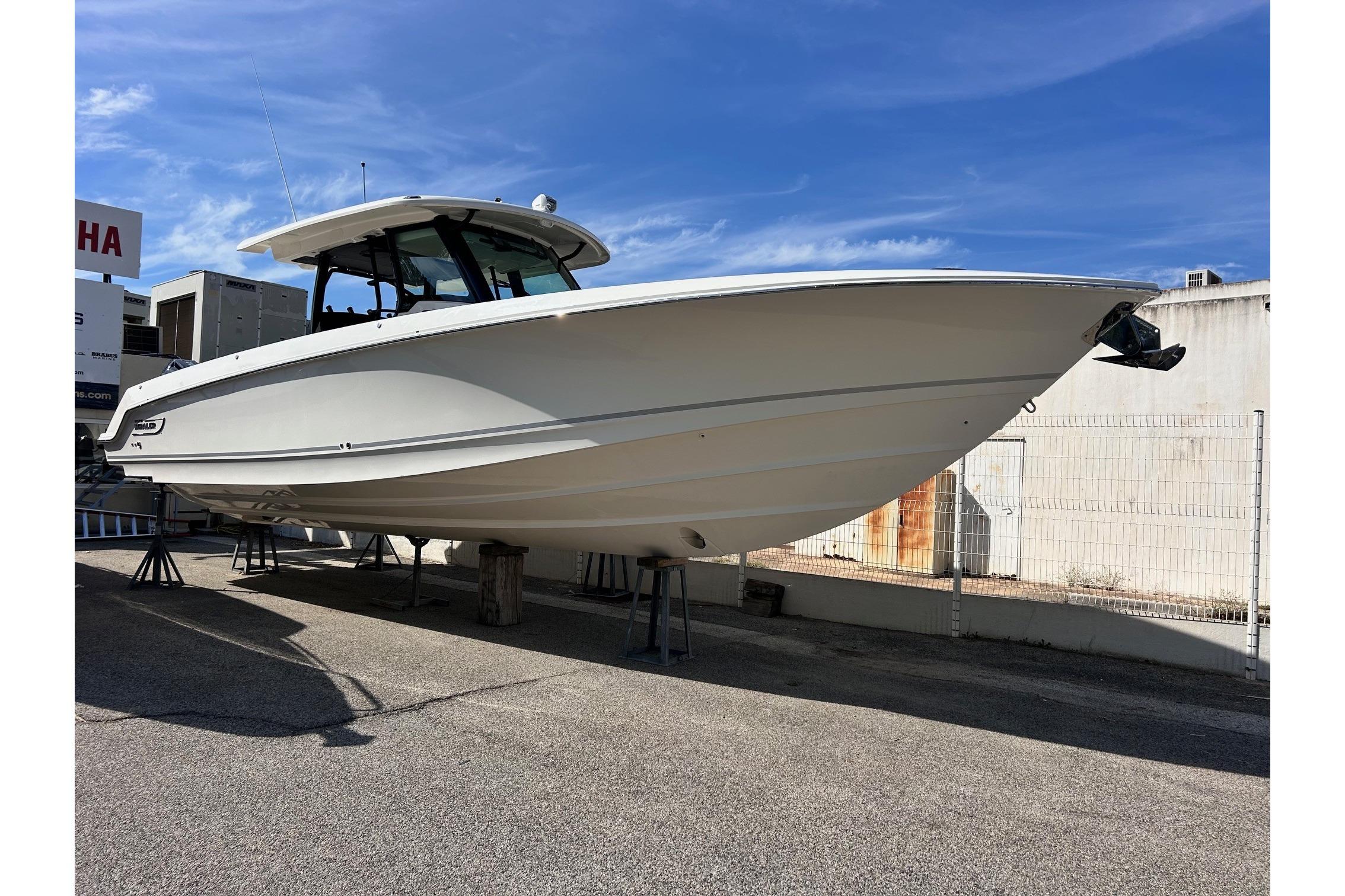 Boats docked at a marina