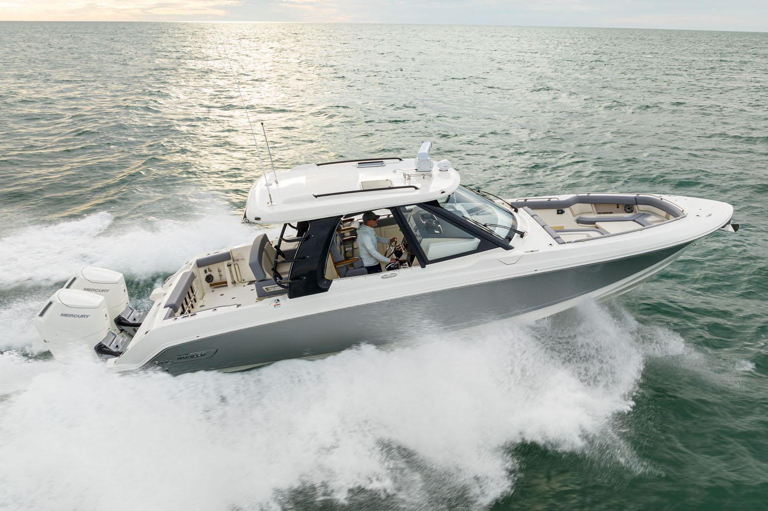 Center console boat running on open water